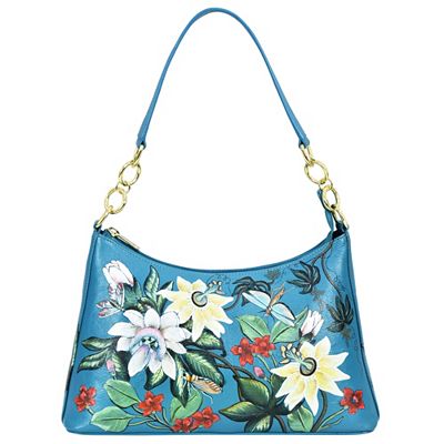 Thumbnail - ANUSCHKA® Schultertasche echt Leder Kettendetails handbemalt