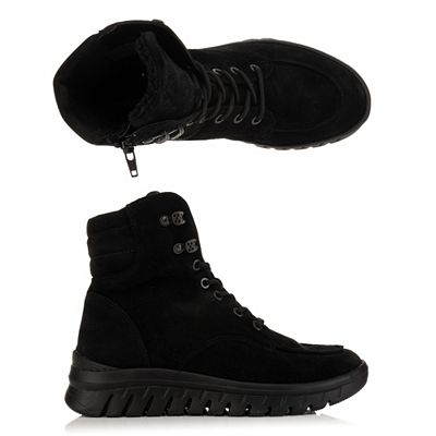 VITAFORM Damen-Stiefel Veloursleder Schnürung Leichtsohle