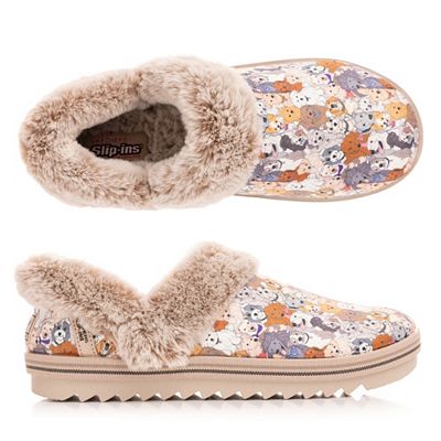 SKECHERS Damen-Hausschuh Bobs Cozy Kiss Hunde-Print Hands Free Slip-Ins®