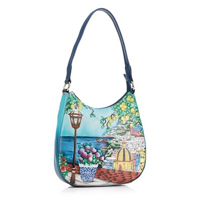 Thumbnail - ANUSCHKA® Schultertasche echt Leder Sicherheitsfach handbemalt
