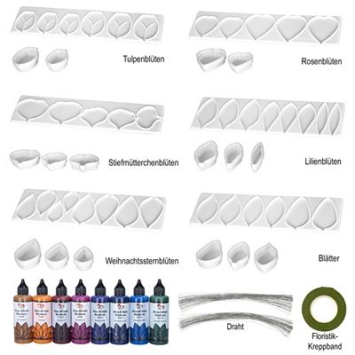 KARIN JITTENMEIER Kreativ-Set 3D-Blumen & Blätter in Glas-Optik gestalten, 215tlg.