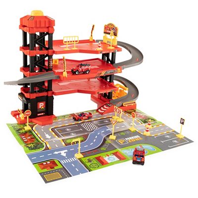 Feuerwehrstation Parkgarage mit Licht, Sound & Autos 77tlg.