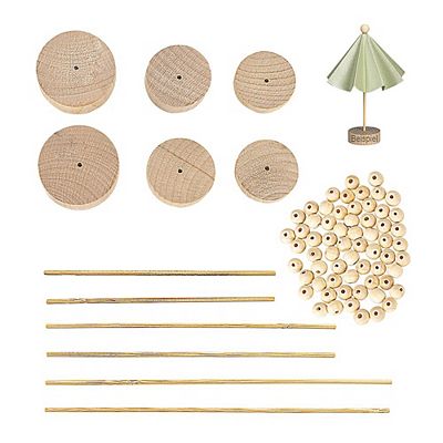 KARIN JITTENMEIER Dekorations-Set Holz-Perlen, Stäbe & Köpfe 183tlg.
