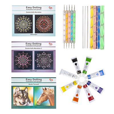 Thumbnail - KARIN JITTENMEIER Kreativ-Set Easy Dotting Malvorlagen Hefte & Farben, 24tlg.