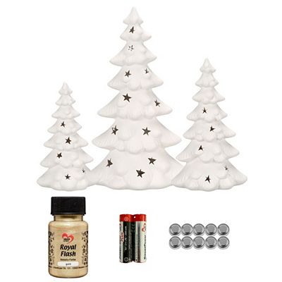 KARIN JITTENMEIER Kreativ-Set LED-Porzellan Tannen& Royal Flash Farbe 16tlg.