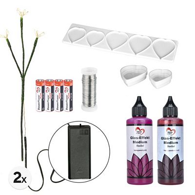 KARIN JITTENMEIER Kreativ-Set LED-Blumenstiele & Glas Effekt Medium 10tlg.
