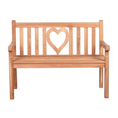 deVries Woodie Bank Herzmotiv Teakholz ca. 120x60x89cm