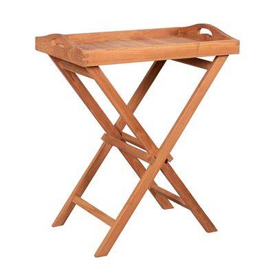 deVries Woodie Beistelltisch abnehmbares Tablett Teakholz ca. 40x60x75cm