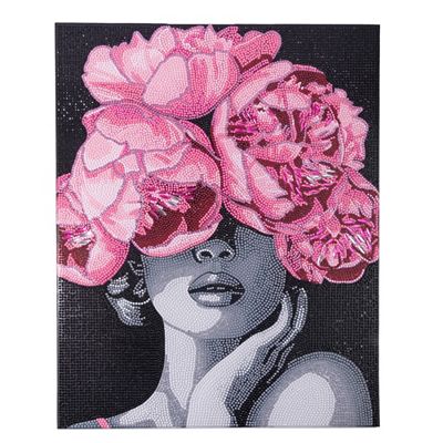CRAFT BUDDY™ Diamond Painting Bild 40x50cm Dame mit Blumen 5tlg.