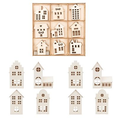 KARIN JITTENMEIER Kreativ-Set Holz-Häuser verschiedene Designs 9tlg.