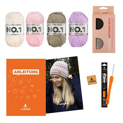 myboshi Häkel-Set Mütze Agano inkl. Nadel & Wolle 6tlg.