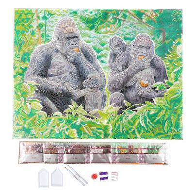CRAFT BUDDY™ Diamond Painting Bild 40x50cm zum Nachlegen Gorillafamilie, 8tlg.