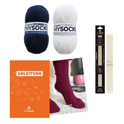 myboshi Strick-Set Socken Buket inkl. Wolle & Nadel 2 Paar, 3tlg.