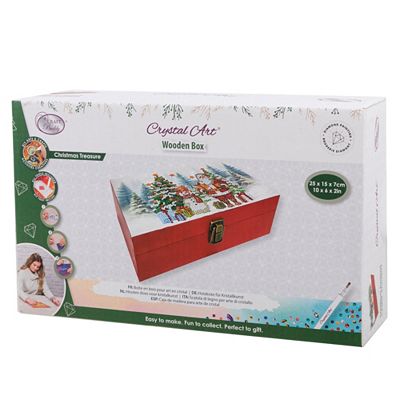 CRAFT BUDDY™ Diamond Painting-Set Holzbox Weihnachtsmotiv ca. 25x15x7cm, 6tlg.
