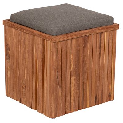 deVries Woodie Hocker mit Stauraum Teakholz inkl. Kissenauflage