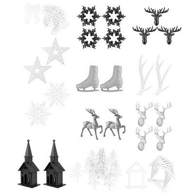 KARIN JITTENMEIER Dekorations-Set Winterliche Deko-Rohlinge 12tlg.