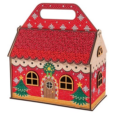 CRAFT BUDDY™ Diamond Painting Weihnachtshaus ca. 18x11,5x20cm aus Holz, 6tlg.