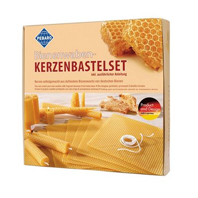 PEBARO Kerzenkunst-Set Bienenwabenplatten & Docht 8tlg.