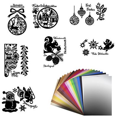 KARIN JITTENMEIER Schablonen-Set Stanzschablonen Winterzeit inkl. Spiegelkarton, 53tlg.