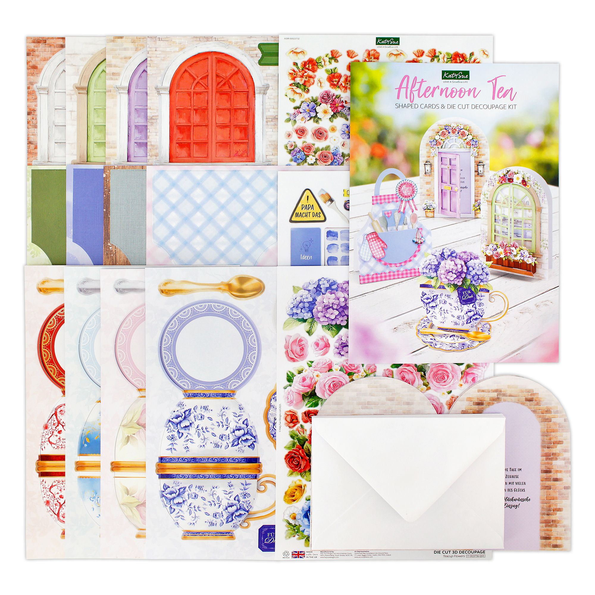 KATY SUE Grußkarten-Set verschiedene Designs mit Stanzbogen 62tlg.