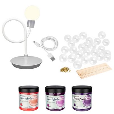 KARIN JITTENMEIER Kreativfarben-Set LED Tischlampe & Tauchfarben 31tlg.