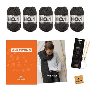 myboshi Strick-Set Schal Fairfield inkl. Nadel & Wolle 7tlg.