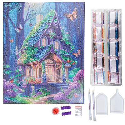 Thumbnail - CRAFT BUDDY™ Diamond Painting Bild 40x50cm zum Nachlegen Märchenhaus, 8tlg.