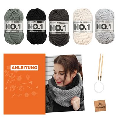 myboshi Strick-Set Schal New Haven inkl. Nadel & Wolle 7tlg.