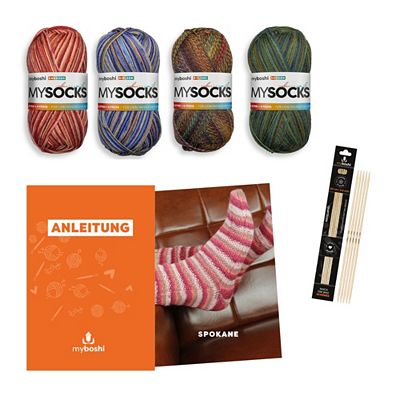 myboshi Strick-Set Socken Spokane inkl. Wolle & Nadel 4 Paar, 5tlg.