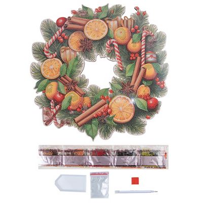 CRAFT BUDDY™ Diamond Painting Weihnachtskranz zum Nachlegen Zimtstangen, 6tlg.