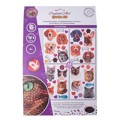 CRAFT BUDDY™ Diamond Painting-Set DIN A4-Stickerbogen Hunde & Katzen 12tlg.