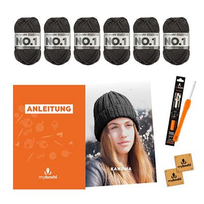 myboshi Häkel-Set Mütze Kanuma inkl. Nadel & Wolle 2er-Set, 8tlg.