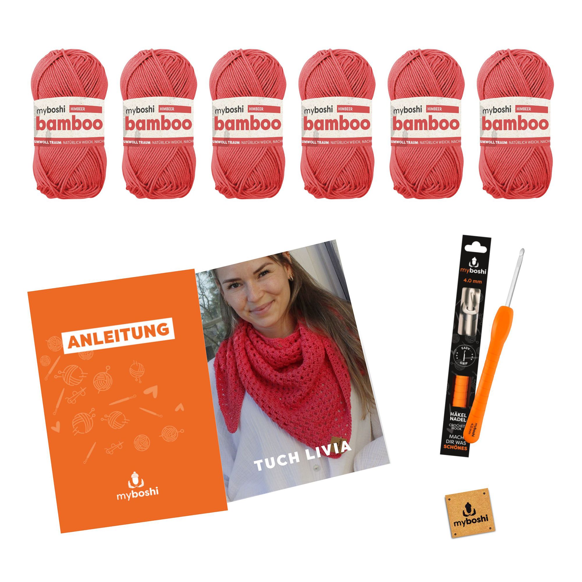 myboshi Häkel-Set Dreieckstuch Livia inkl. Nadel & Wolle 8tlg.