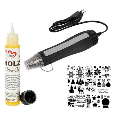 KARIN JITTENMEIER Kreativ-Set 1 Heißluftfön, Holz Brenn-Gel & Schablonen, 17tlg.