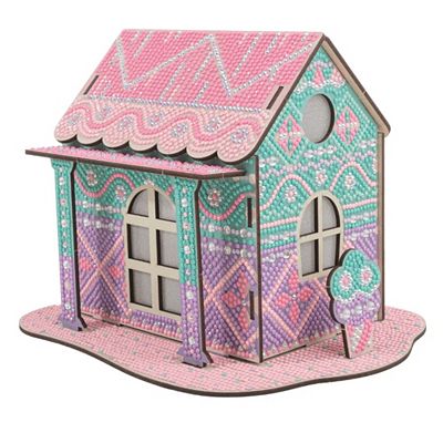 CRAFT BUDDY™ Diamond Painting-Set Holzhaus mit LED 7tlg.
