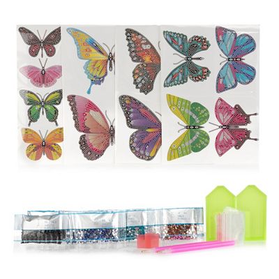 CRAFT BUDDY™ Diamond Painting DIN A4-Bogen Sticker zum Nachlegen Schmetterlinge,12tlg.