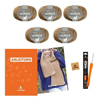 myboshi Häkel-Set Schal Denver inkl. Nadel & Wolle 7tlg.