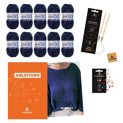 myboshi Strick-Set Raglanpullover Madeira 13tlg.
