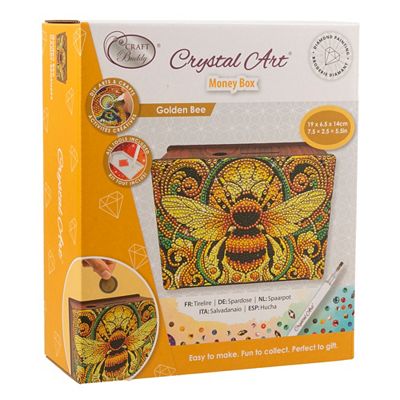 CRAFT BUDDY™ Diamond Painting-Set Spardose aus Holz ca. 19x14x6,5cm 6tlg.