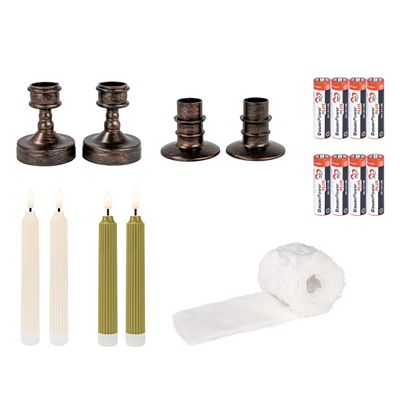 KARIN JITTENMEIER Kreativ-Set LED-Stabkerzen & Kunstfellband 17tlg.