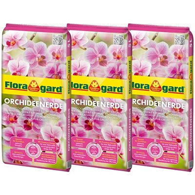 FLORAGARD® Orchideenerde luftige Struktur 3x 5 Liter