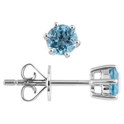 PLATINITY Solitär-Ohrstecker 2 Swiss Blautopase zus. ca. 0,90ct Platin 950