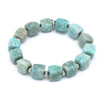 MONESSA Armband Amazonit flexibel Edelstahl