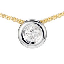1 Brillant Anhänger mit Kette ca.0,20ct hf.Weiß/lupenrein Gold 750