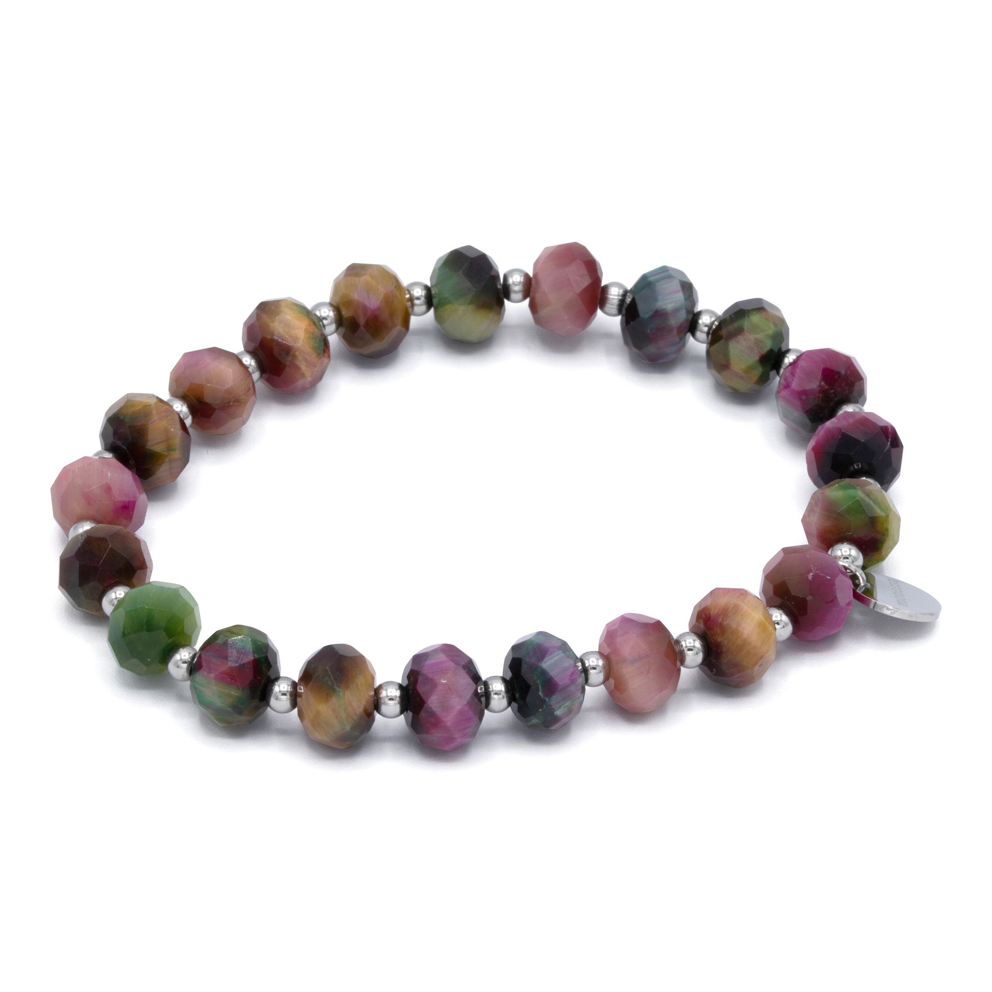 MONESSA Armband gef. Tigerauge flexibel Edelstahl