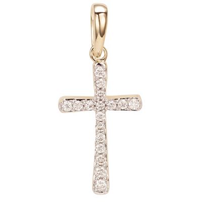 DIAMOUR Kreuz-Anhänger 22 Brillanten zus. ca. 0,10ct Gold 375