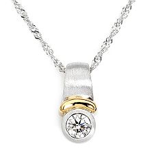 1 Brillant Anhänger mit Kette ca. 0,25ct Weiß/SI Platin 950/Gold 750