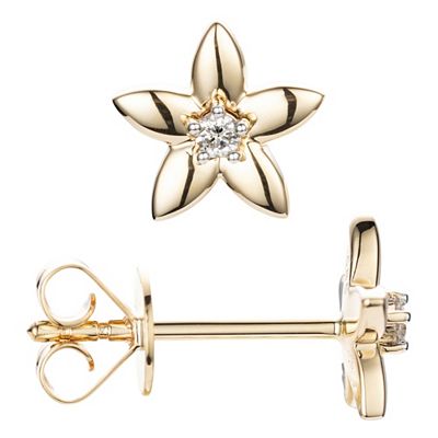CANADIAN DIAMONDS Blüten-Ohrstecker 2 Brillanten zus. ca. 0,05ct Gold 585