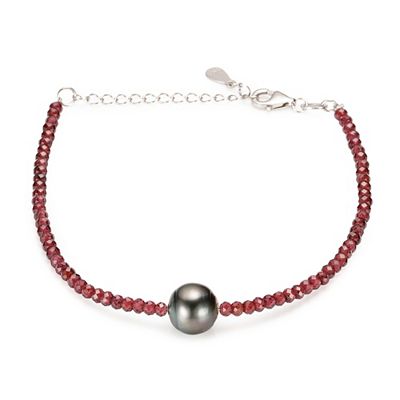 PERLEA Armband Edelsteine Tahitizuchtperle Silber rhodiniert