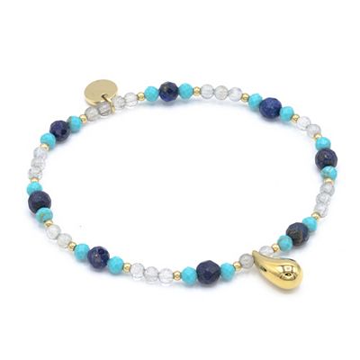 MONESSA Armband Edelsteine Tropfen Einhänger Edelstahl